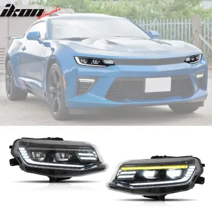 2016-2018 Chevy Camaro Projector DRL LED Headlights Clear Lens Pair