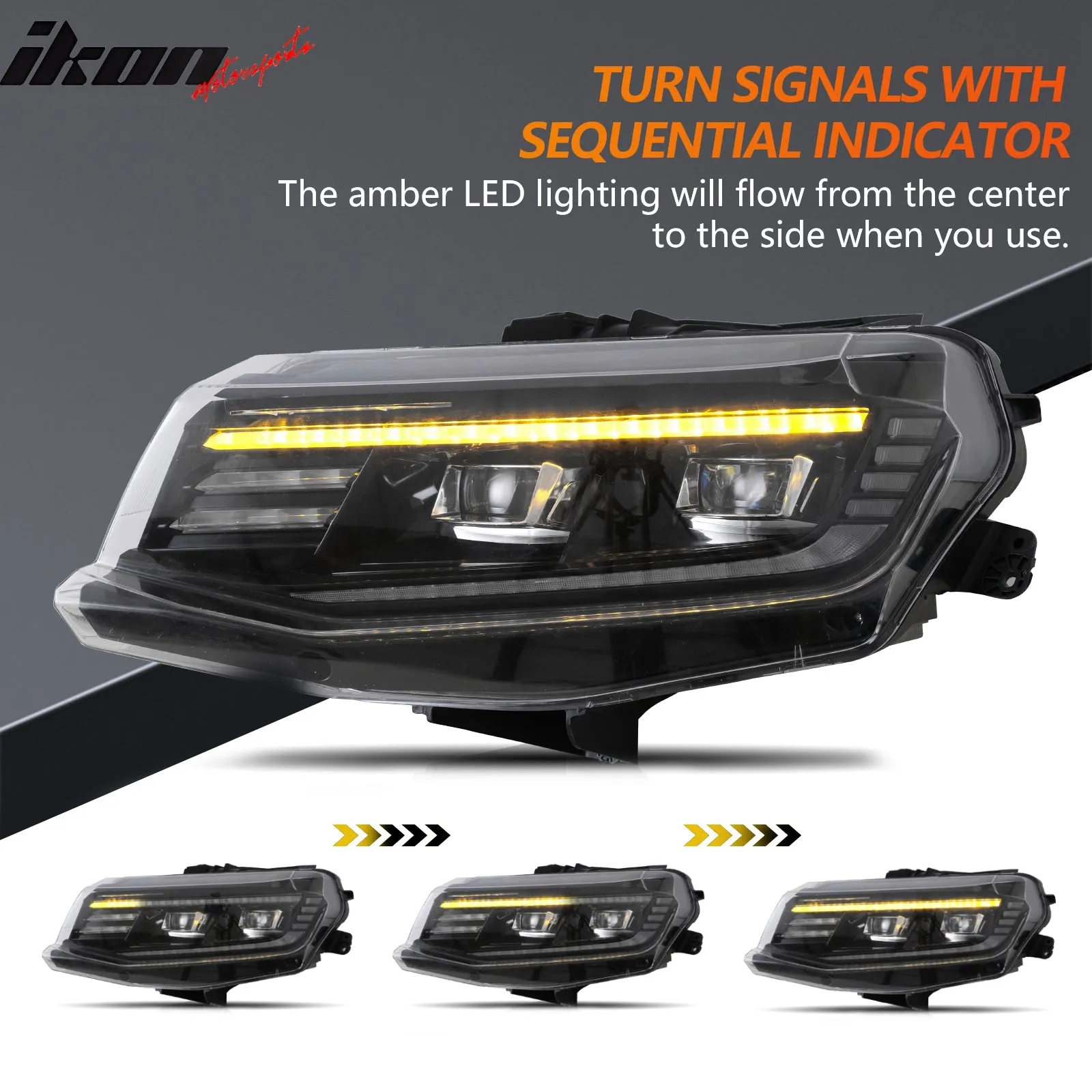 2016-2018 Chevy Camaro Projector DRL LED Headlights Clear Lens Pair