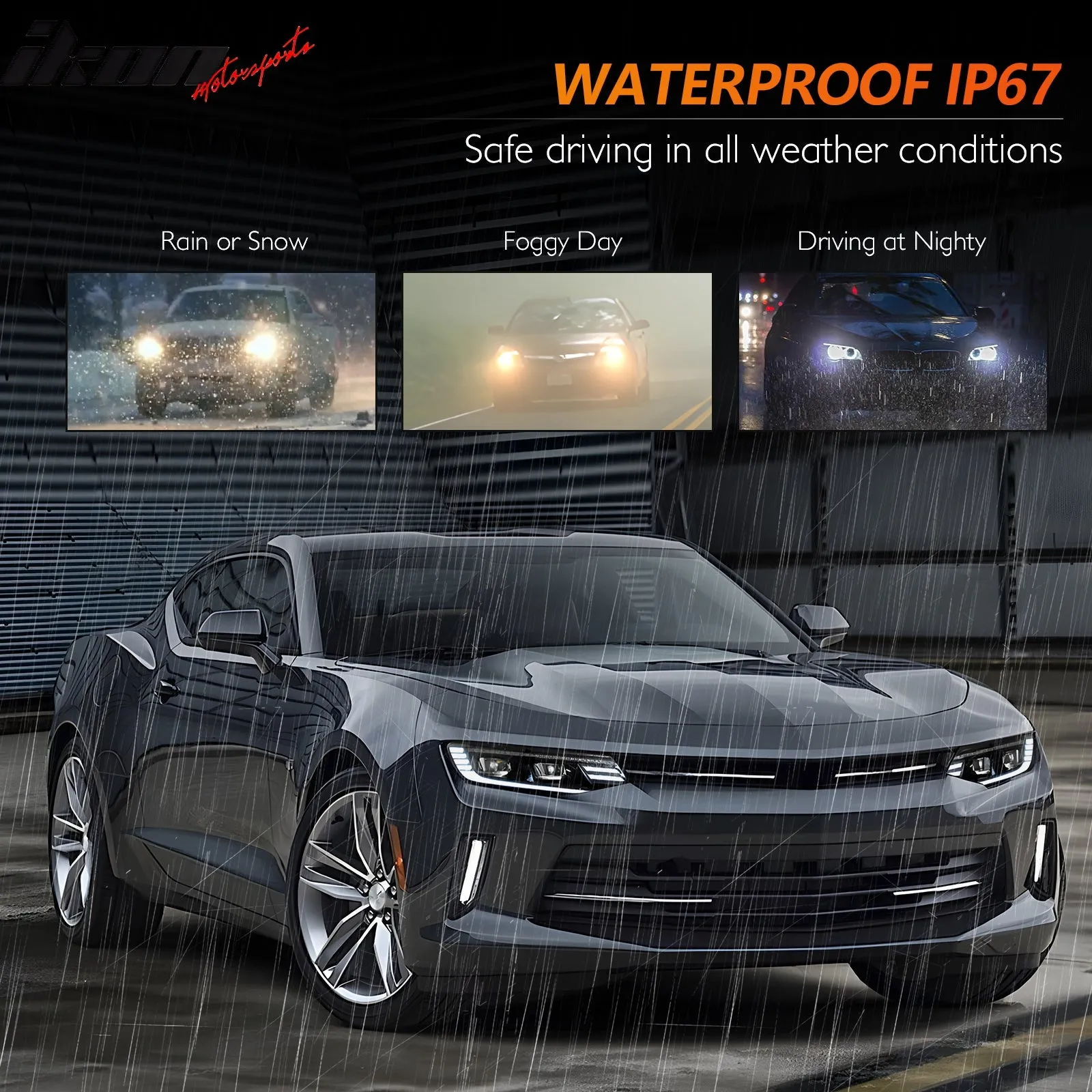 2016-2018 Chevy Camaro Projector DRL LED Headlights Clear Lens Pair