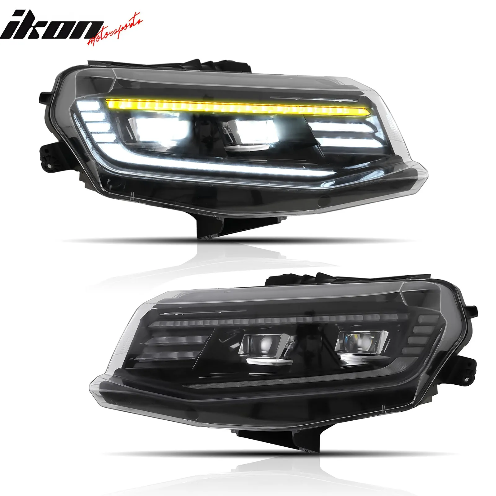 2016-2018 Chevy Camaro Projector DRL LED Headlights Clear Lens Pair