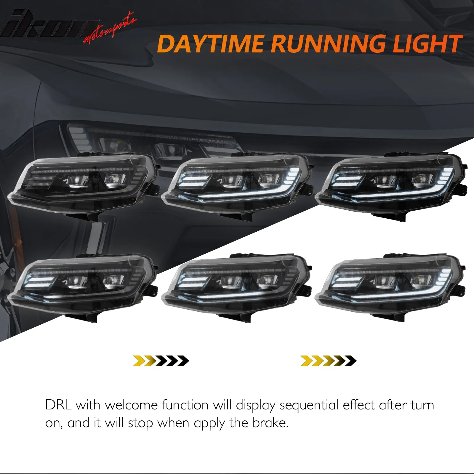 2016-2018 Chevy Camaro Projector DRL LED Headlights Clear Lens Pair
