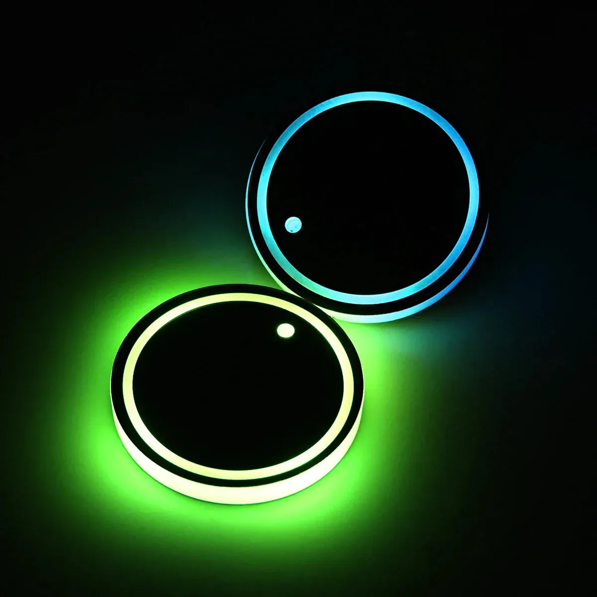 2Pcs Car Cup Holder Light Rgb Colours Bottle Atmosphere Mats