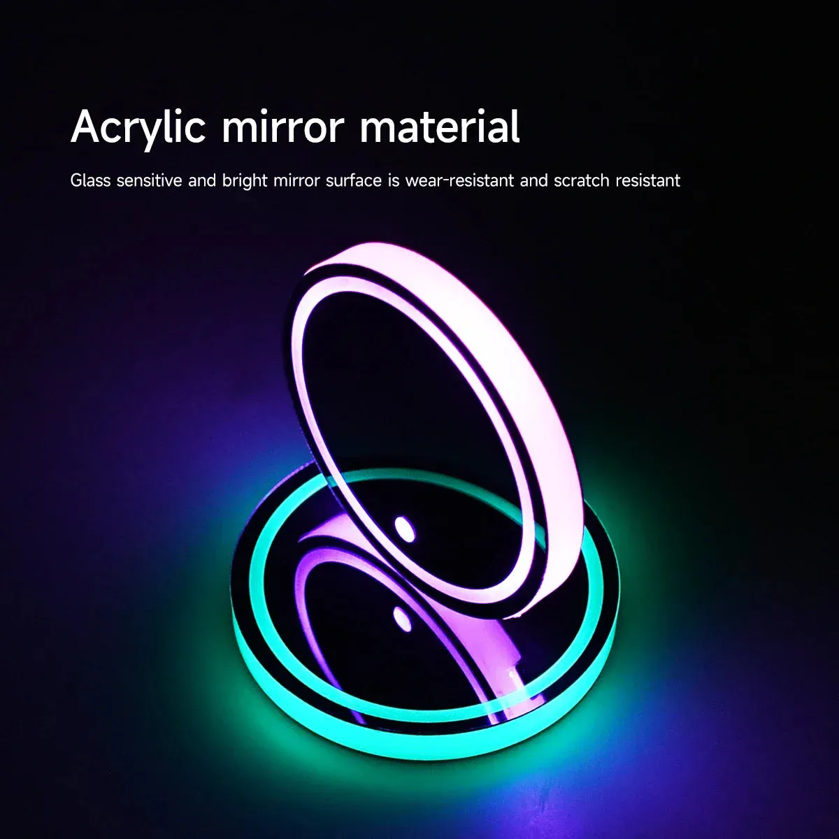 2Pcs Car Cup Holder Light Rgb Colours Bottle Atmosphere Mats