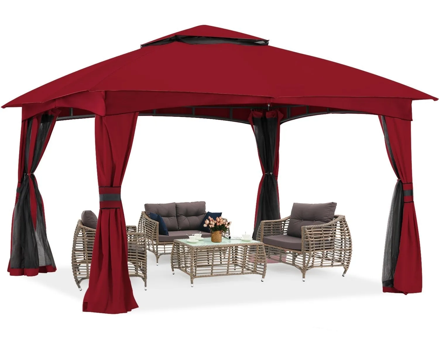 ABCCANOPY Double Soft-Top Patio Gazebo 8x8/10x10/10x12 with Mosquito Netting