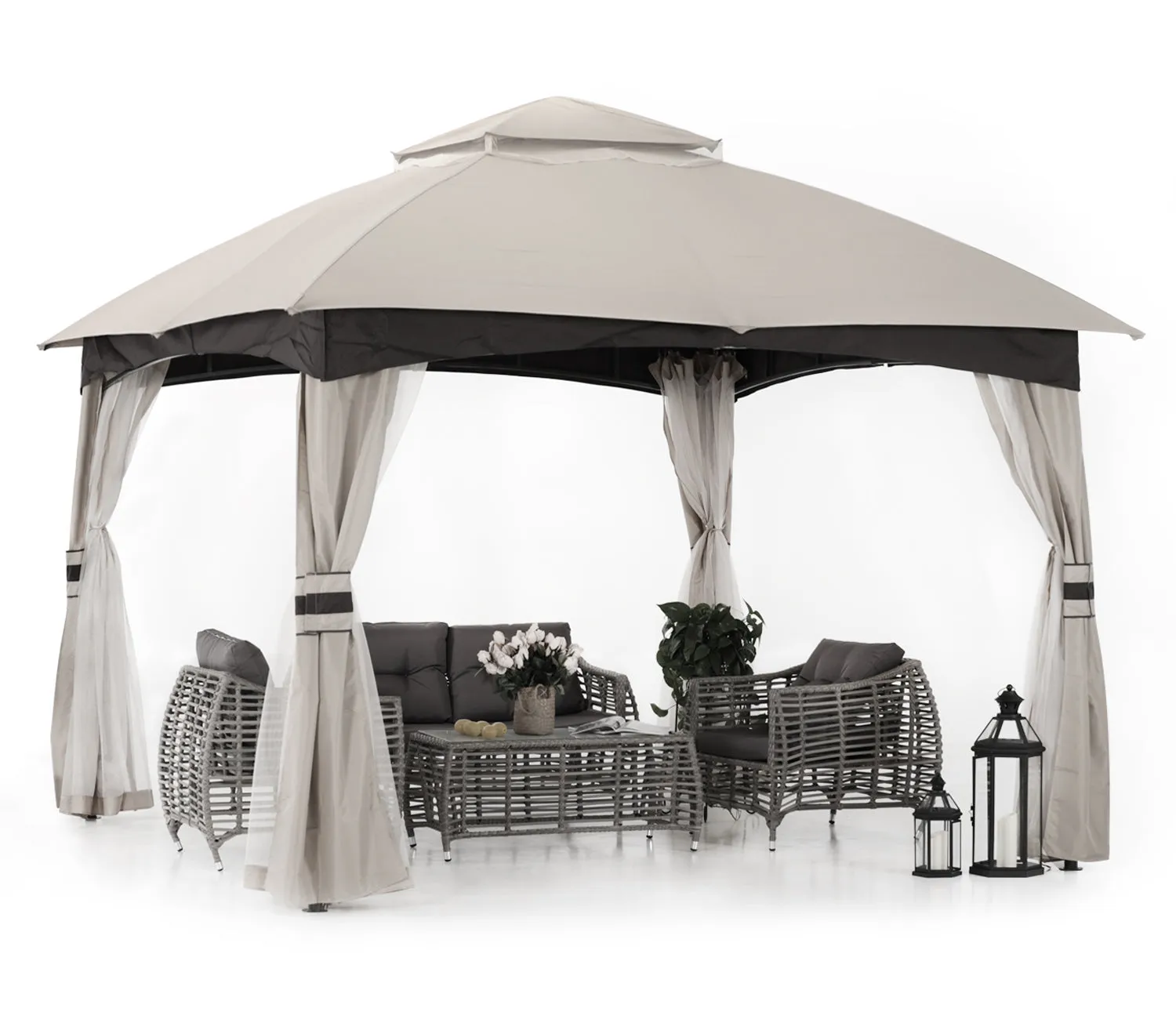 ABCCANOPY Double Soft-Top Patio Gazebo 8x8/10x10/10x12 with Mosquito Netting