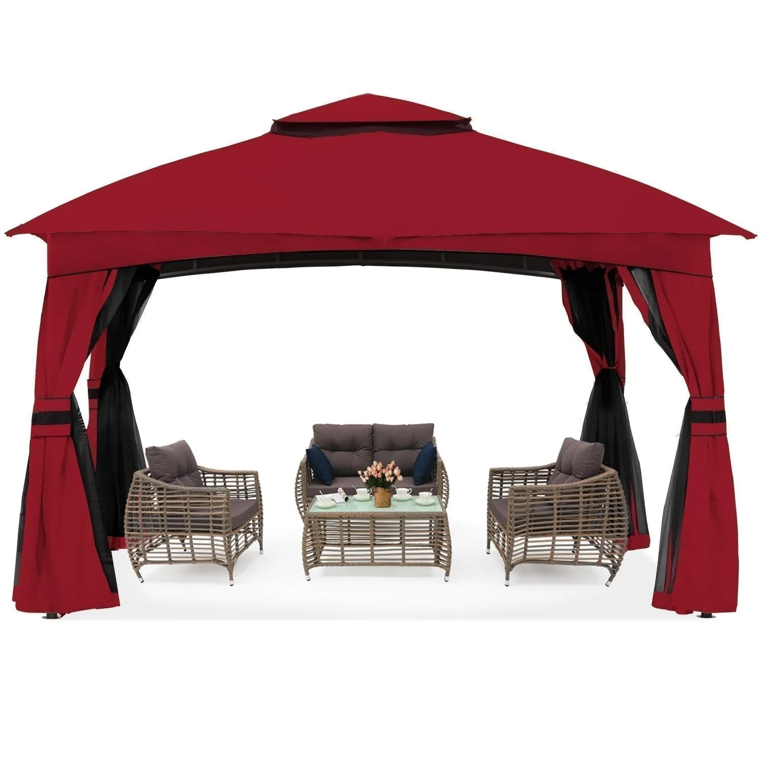 ABCCANOPY Double Soft-Top Patio Gazebo 8x8/10x10/10x12 with Mosquito Netting