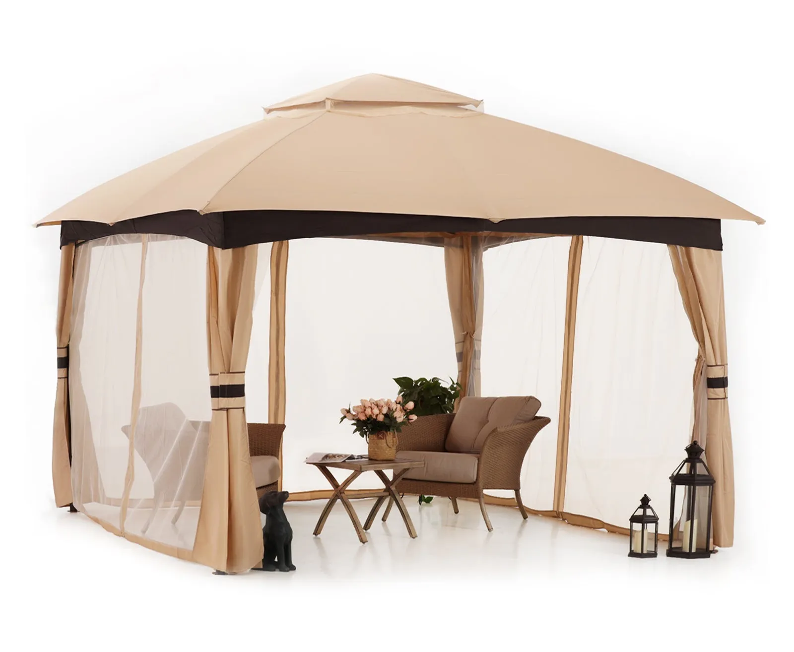 ABCCANOPY Double Soft-Top Patio Gazebo 8x8/10x10/10x12 with Mosquito Netting