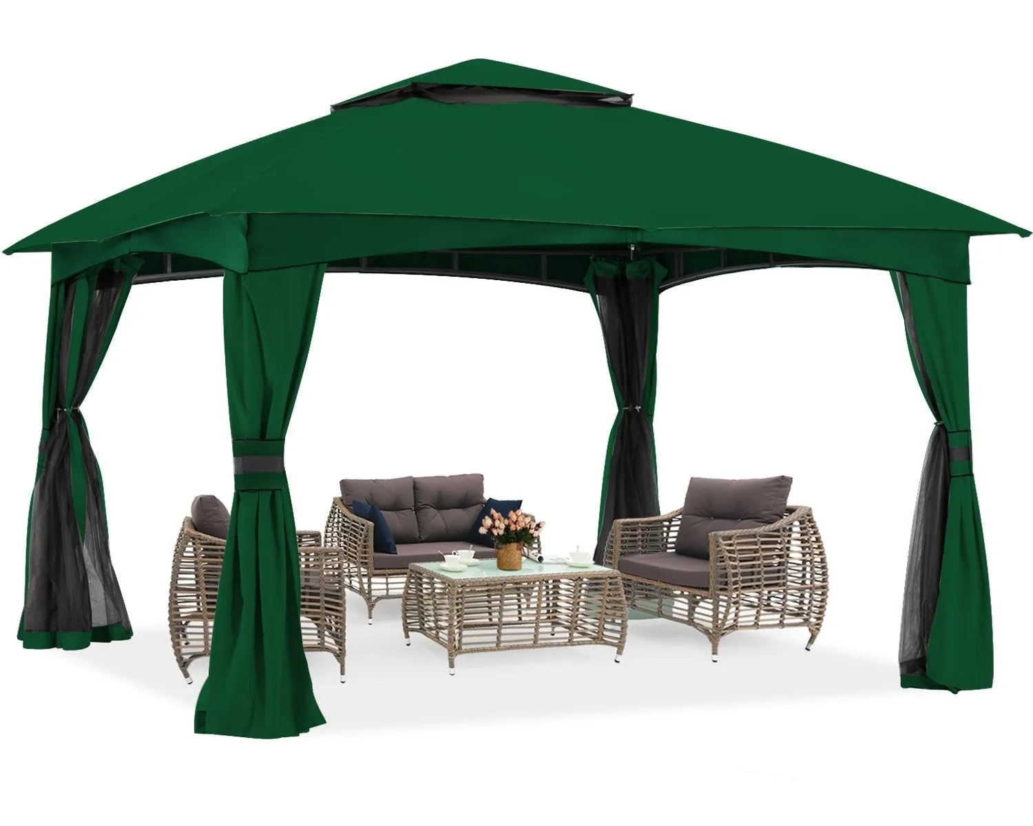 ABCCANOPY Double Soft-Top Patio Gazebo 8x8/10x10/10x12 with Mosquito Netting