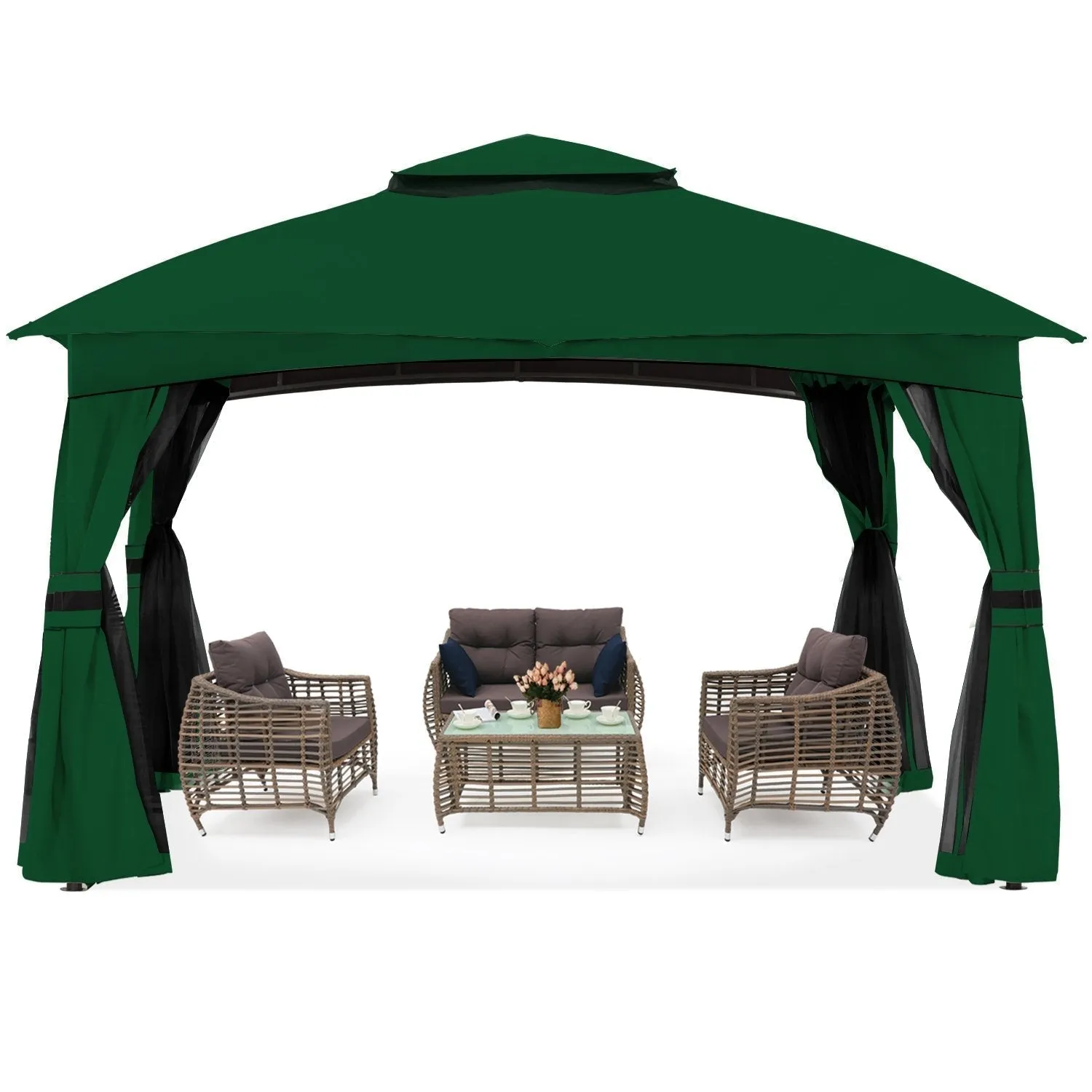 ABCCANOPY Double Soft-Top Patio Gazebo 8x8/10x10/10x12 with Mosquito Netting