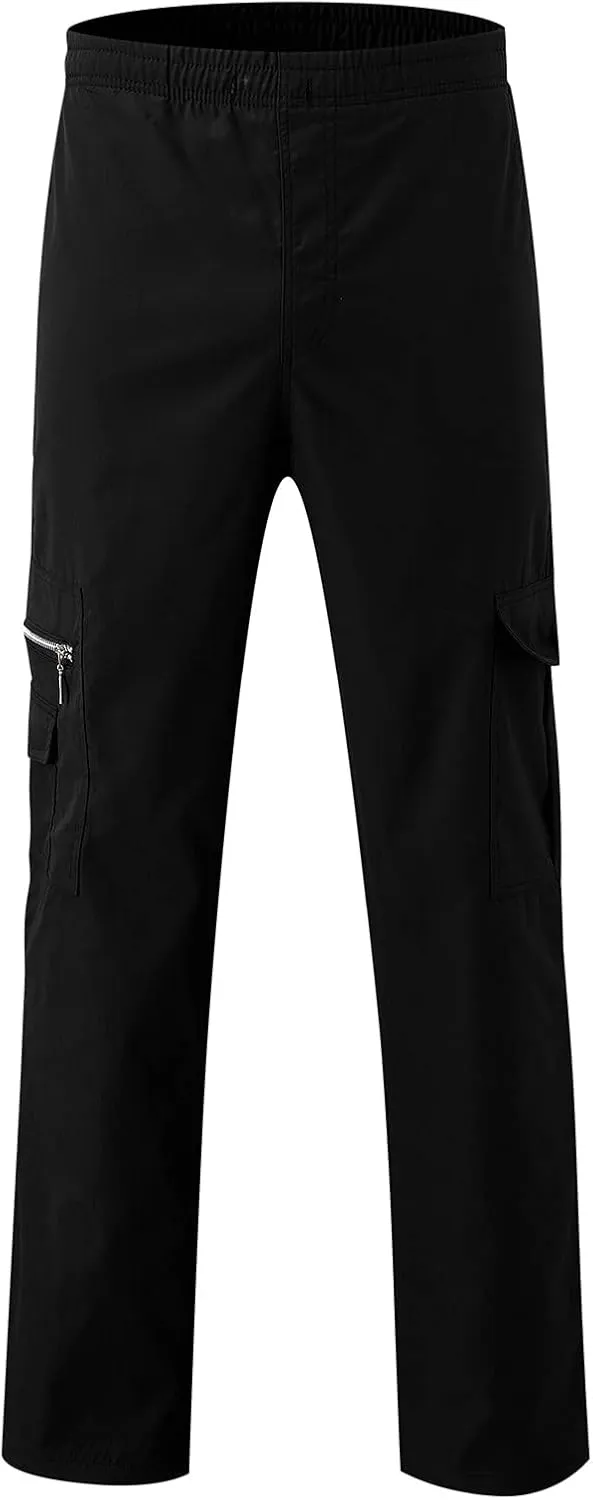Cargo Sweatpants for Men Big and Tall Jogger Pant Men's Fleece Lined Cargo Sweatpants Open Bottom Straight Leg Casual