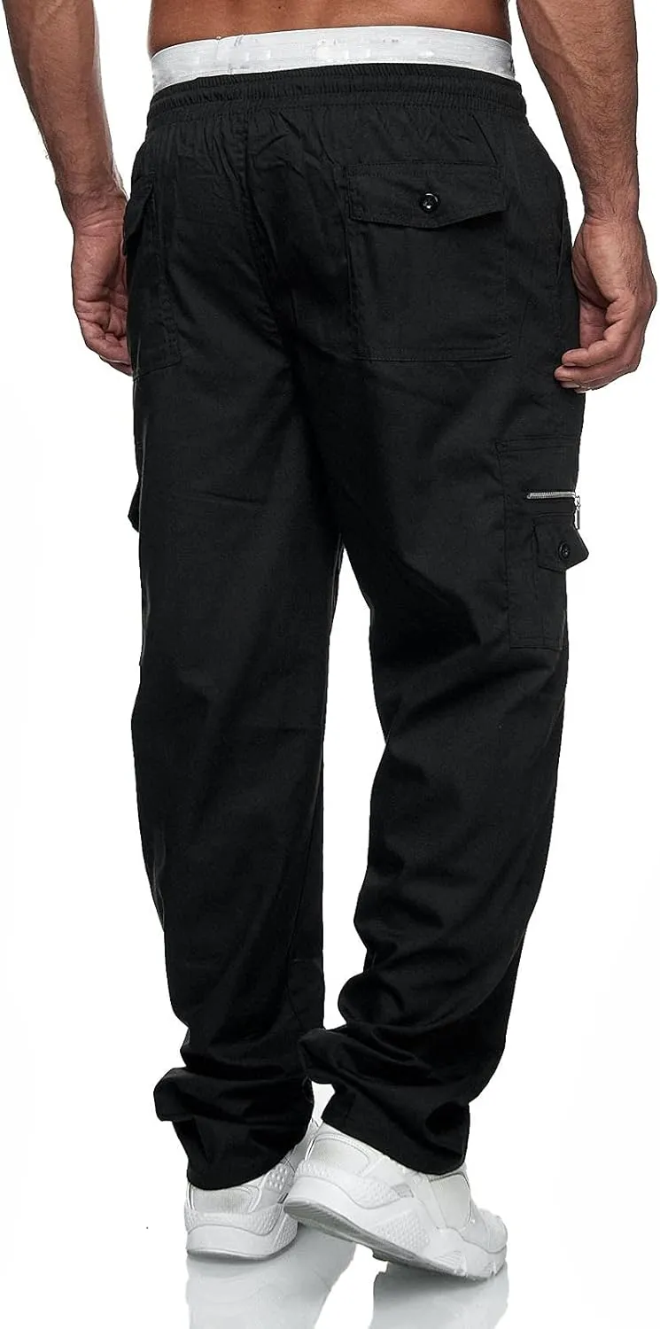 Cargo Sweatpants for Men Big and Tall Jogger Pant Men's Fleece Lined Cargo Sweatpants Open Bottom Straight Leg Casual