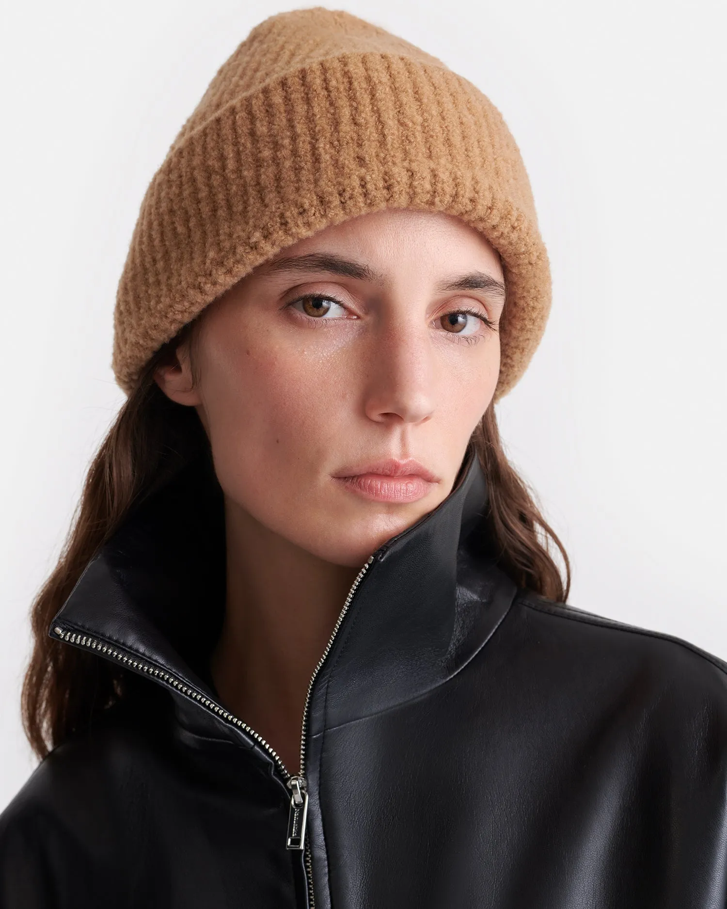 Corey - Compact Boucle Beanie - Camel