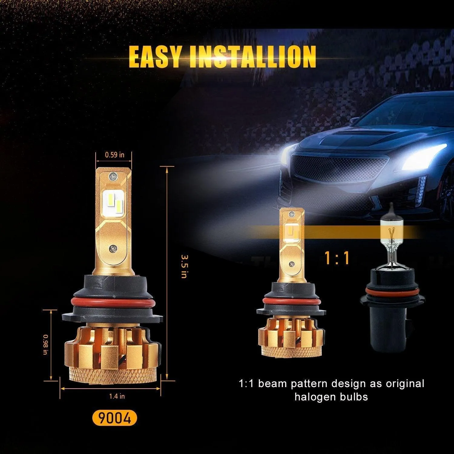 For 2000-2001 Dodge Ram 3500(with 4 headlamps) F-16 Plus Series Built-in Canbus Automotive Grade 14000LM LED Light Bulbs High Low Beam Bundle