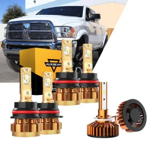 For 2000-2001 Dodge Ram 3500(with 4 headlamps) F-16 Plus Series Built-in Canbus Automotive Grade 14000LM LED Light Bulbs High Low Beam Bundle