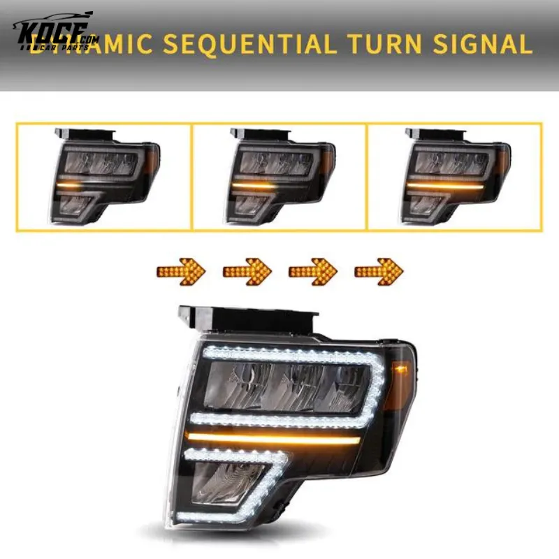 Full LED Headlights For Ford F150 Pickup 2009-2014 with DRL F-150 Aftermarket Headlamps Assembly