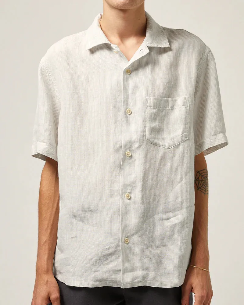 Grey Linen Stripe Camp