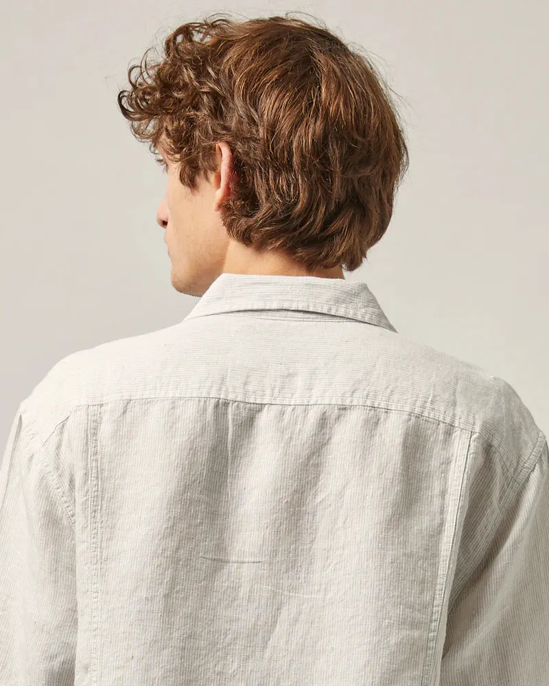 Grey Linen Stripe Camp