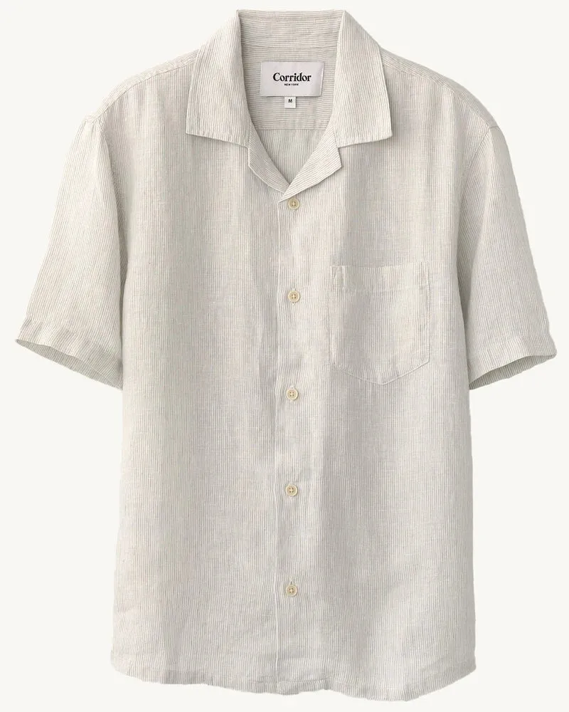 Grey Linen Stripe Camp