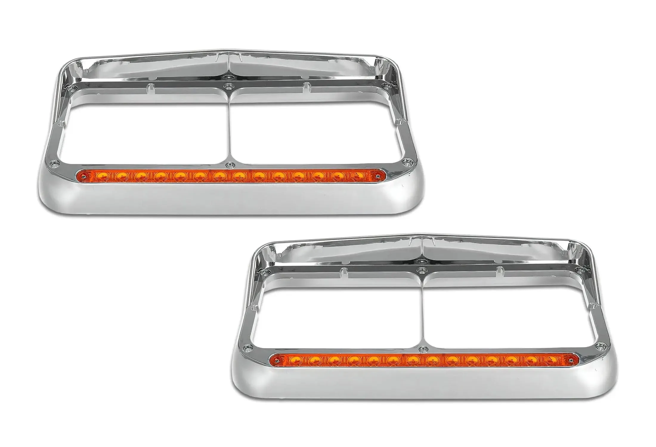 Headlights Bezels Yellow LED 2 Pcs Kenworth T400 T600 T800 W900B W900L