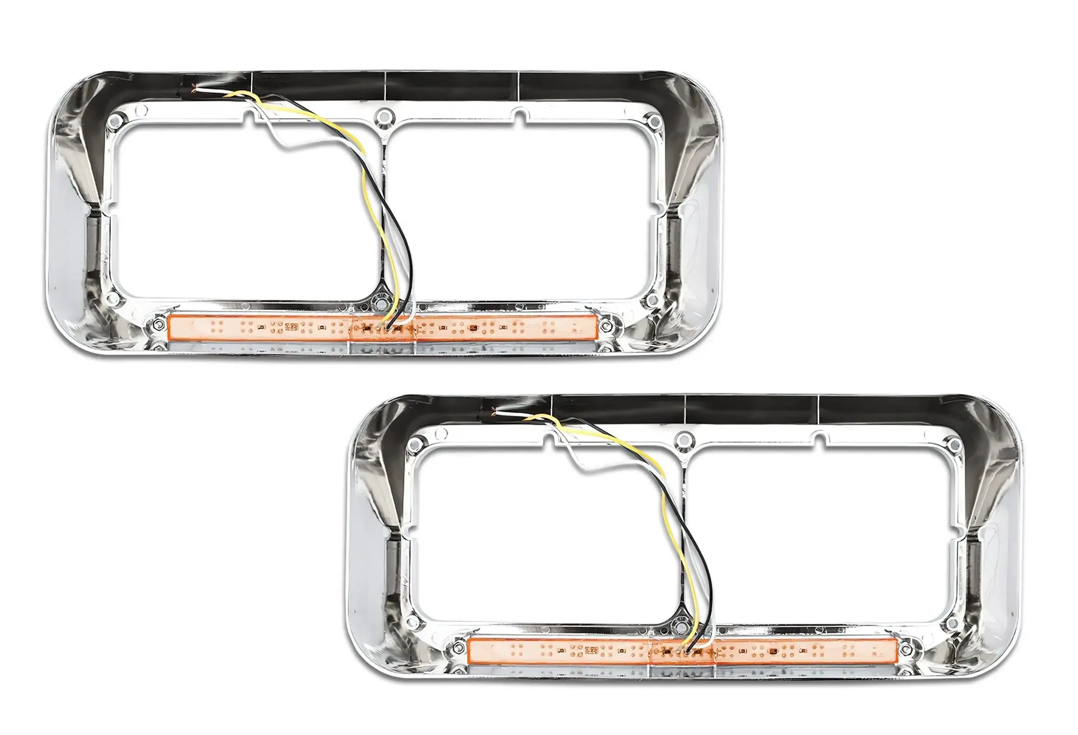 Headlights Bezels Yellow LED 2 Pcs Kenworth T400 T600 T800 W900B W900L