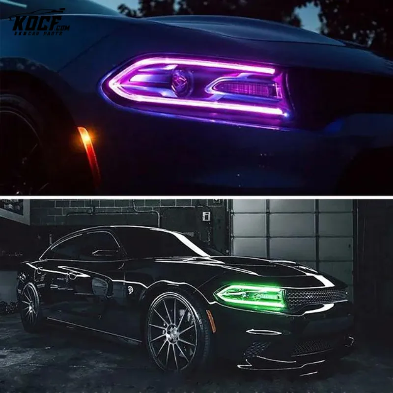 LED Headlights For Dodge Charger 2015-2022 RGB DRL headlamps Assembly Without bulbs