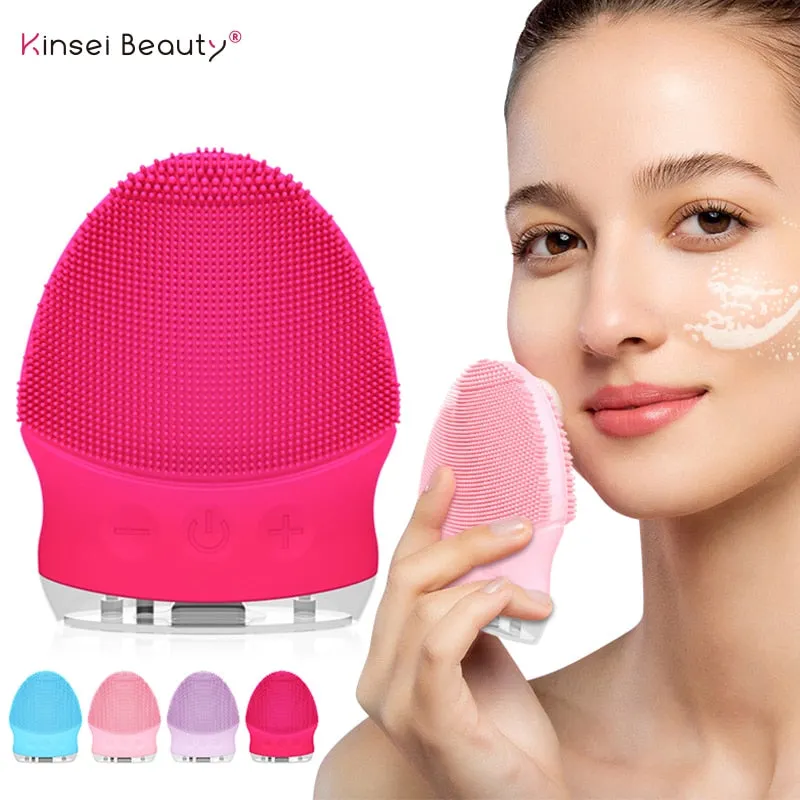 Sonic Face Cleansing Brush Silicone Facial Cleaner Facial Cleansing Brush Deep Pore Cleaning Face Massage Mini Face Care Tool