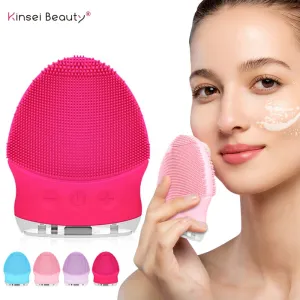 Sonic Face Cleansing Brush Silicone Facial Cleaner Facial Cleansing Brush Deep Pore Cleaning Face Massage Mini Face Care Tool