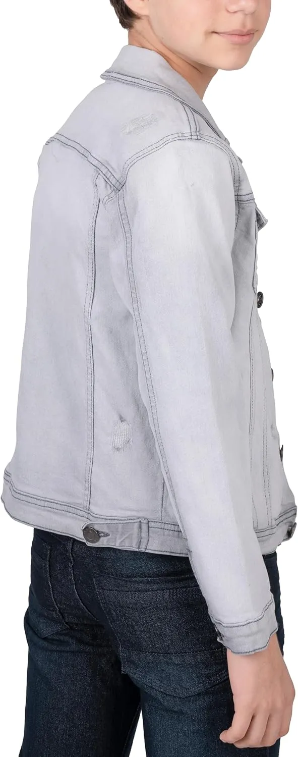 X RAY Boys Denim Jacket (Sizes 8-18), 100% Cotton & Cotton Flex Washed Fall Outerwear Trucker Casual Jean Jacket for Boys