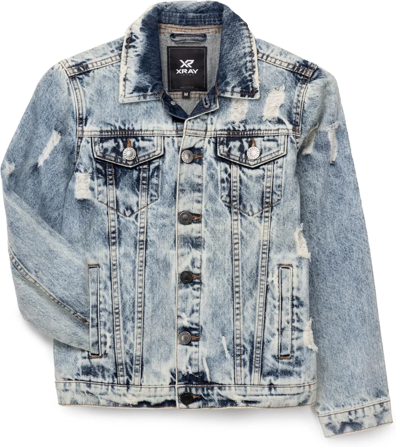 X RAY Boys Denim Jacket (Sizes 8-18), 100% Cotton & Cotton Flex Washed Fall Outerwear Trucker Casual Jean Jacket for Boys
