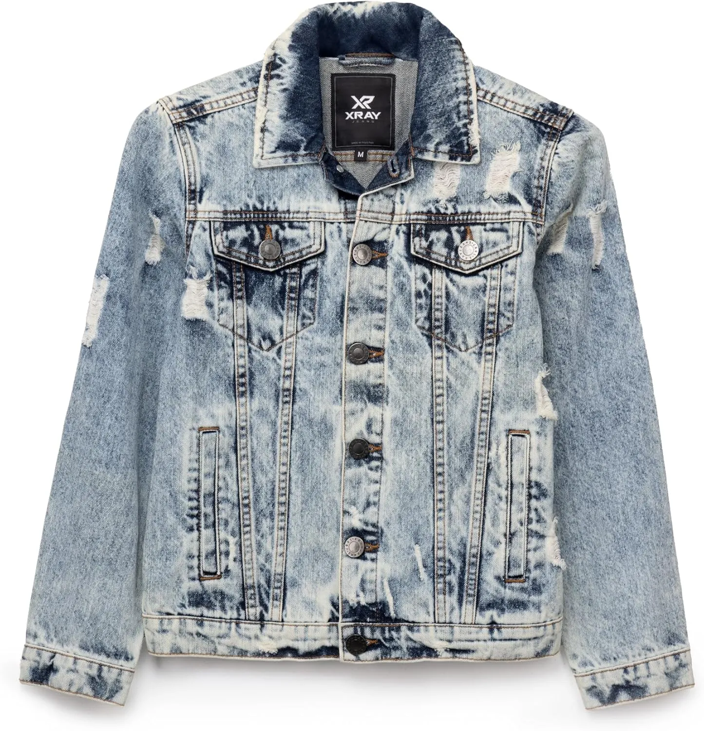 X RAY Boys Denim Jacket (Sizes 8-18), 100% Cotton & Cotton Flex Washed Fall Outerwear Trucker Casual Jean Jacket for Boys