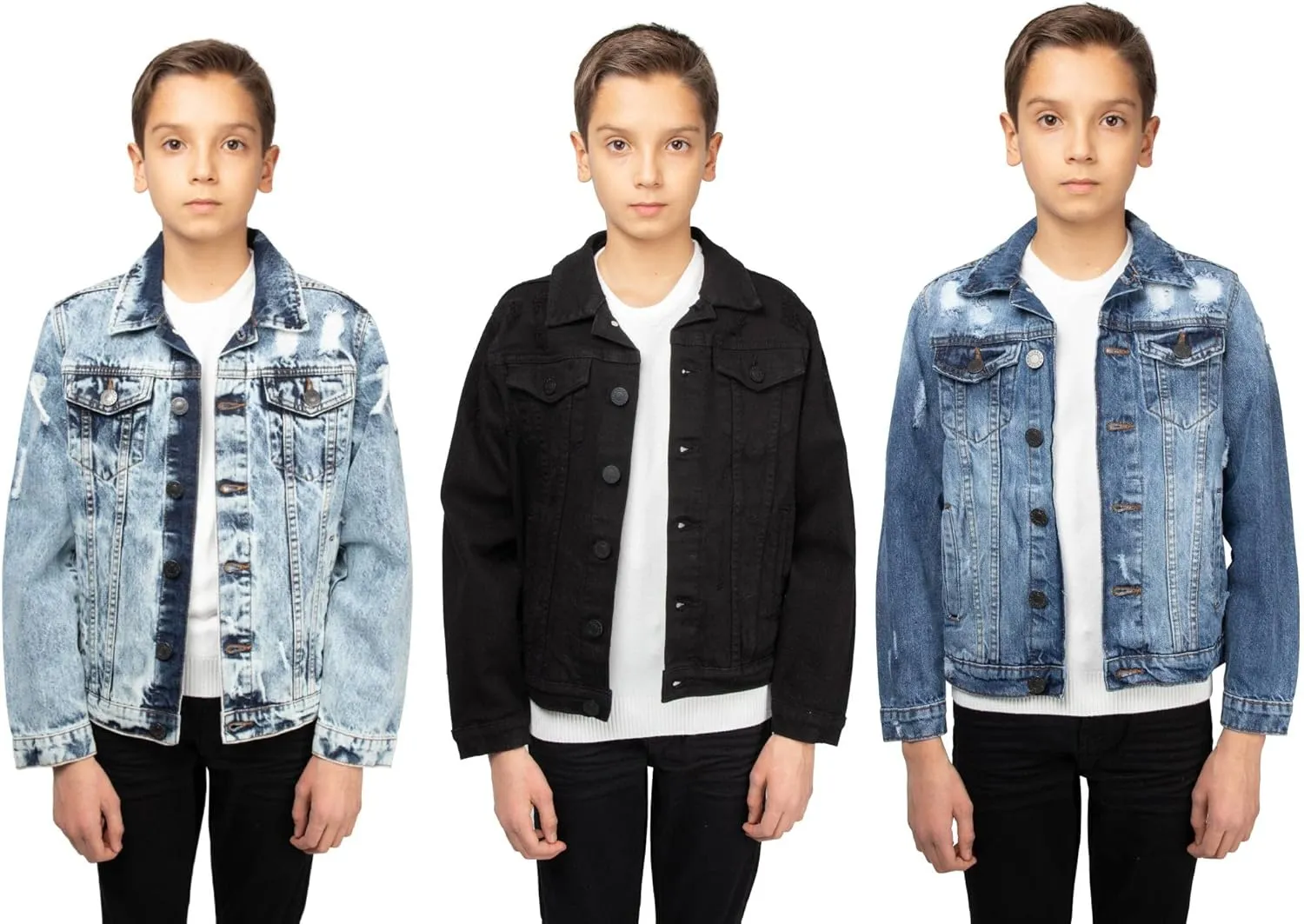 X RAY Boys Denim Jacket (Sizes 8-18), 100% Cotton & Cotton Flex Washed Fall Outerwear Trucker Casual Jean Jacket for Boys