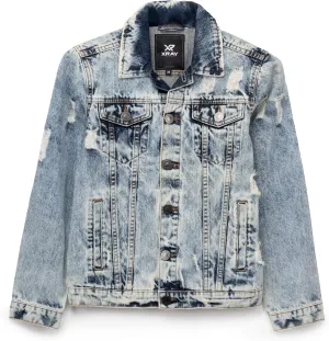 X RAY Boys Denim Jacket (Sizes 8-18), 100% Cotton & Cotton Flex Washed Fall Outerwear Trucker Casual Jean Jacket for Boys
